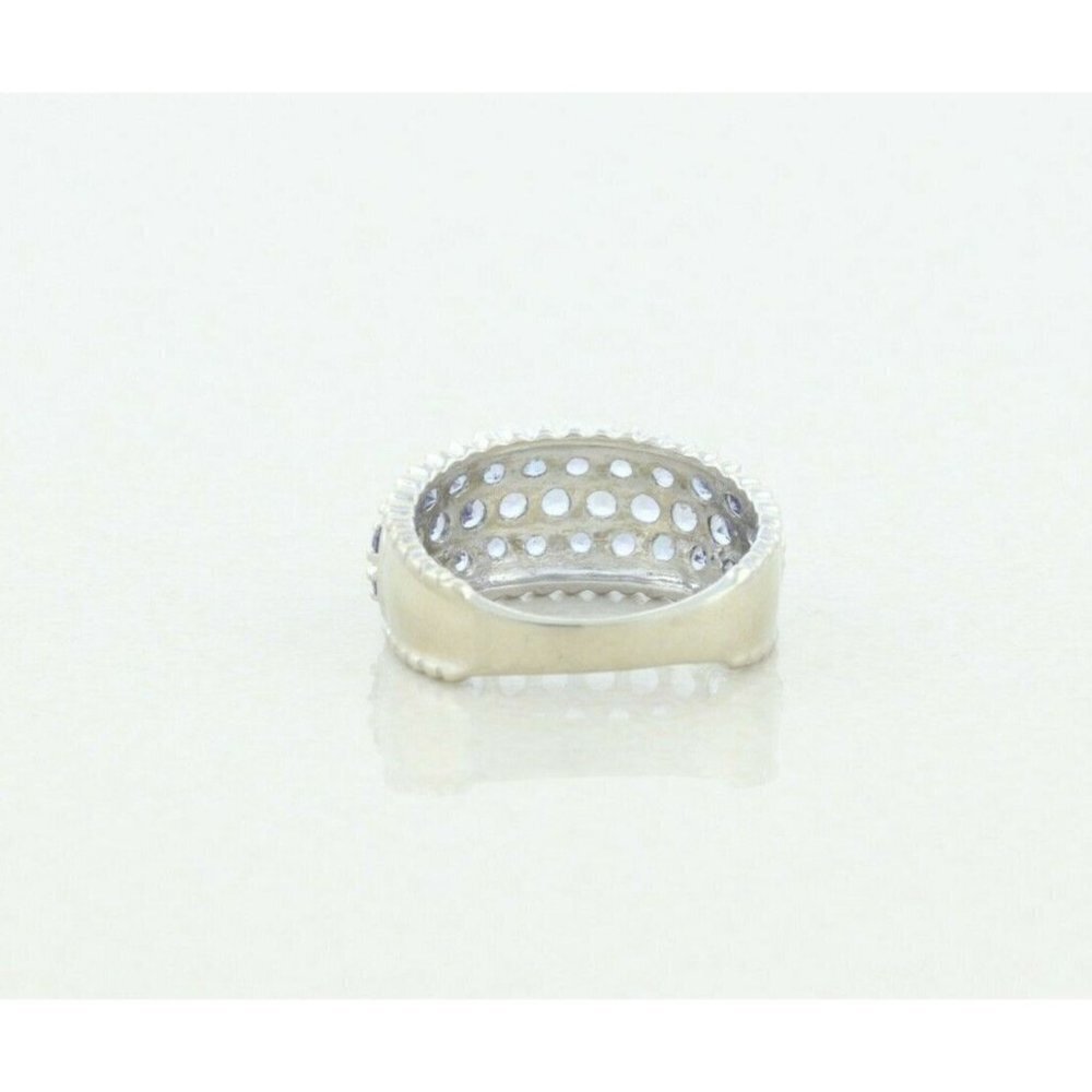 10k White Gold Natural Tanzanite Band Ring Size 6 1/4 Pave Ring - Picture 7 of 7